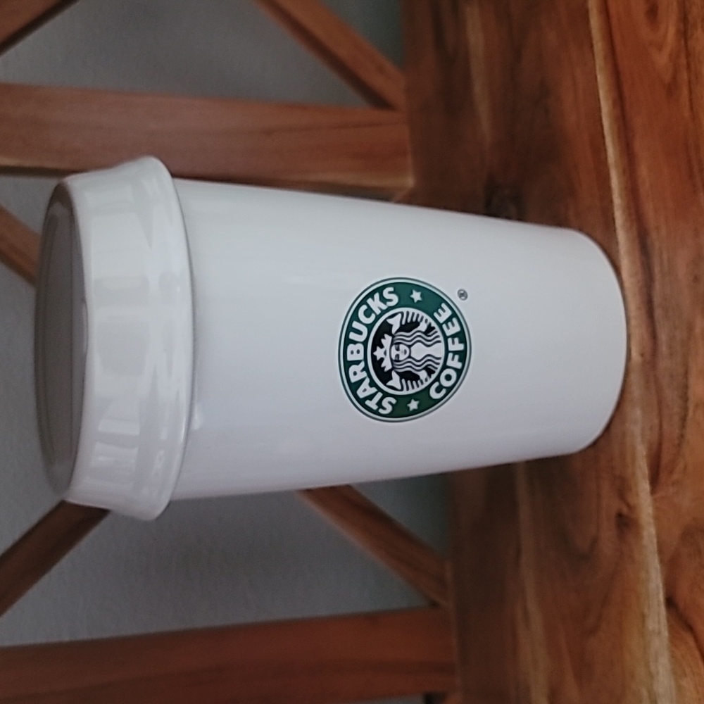 STARBUCKS Vintage 2000 Ceramic To Go Cup Siren Coffee Canister Food Storage Jar